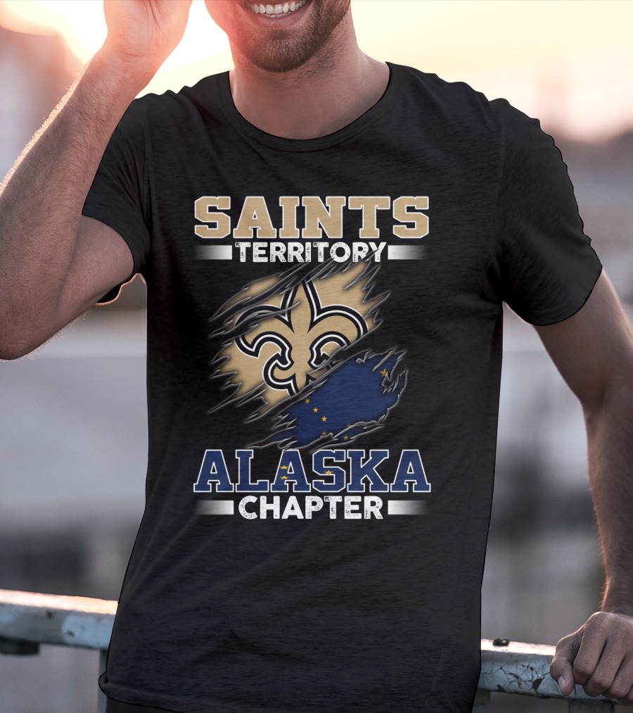 Saints Territory Alaska Chapter Fleur-De-Lis And Alaska Flag T-Shirt