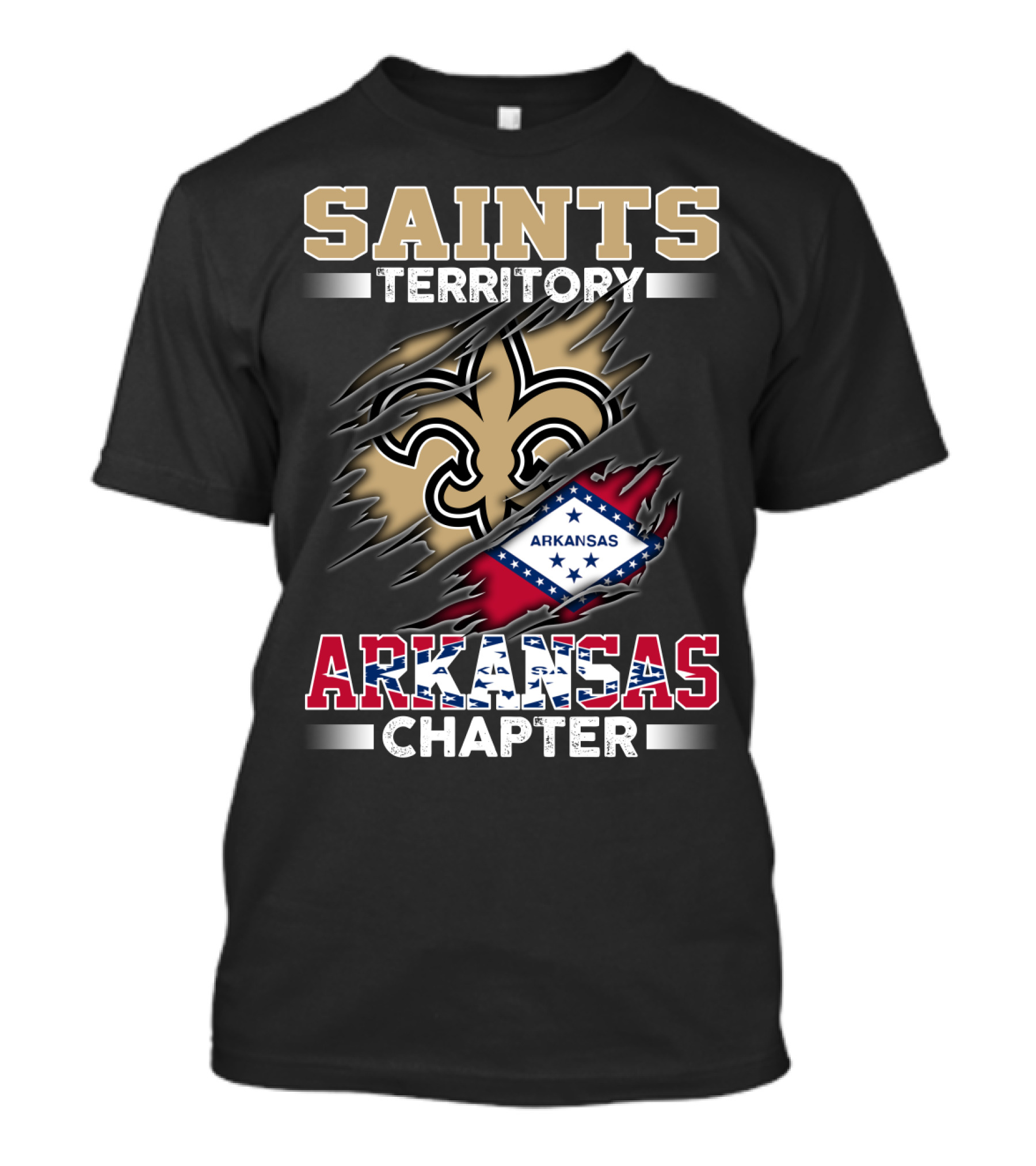 Saints Territory Arkansas Chapter Fleur-De-Lis Flag Integration T-Shirt