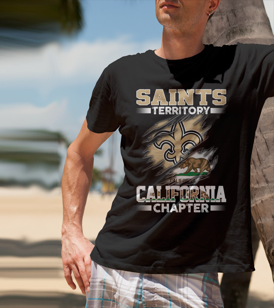 Saints Territory California Chapter Fleur-De-Lis And Bear Flag T-Shirt