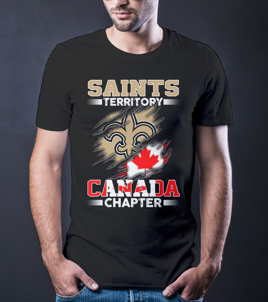 Saints Territory Canada Chapter Fleur-De-Lis And Maple Leaf T-Shirt