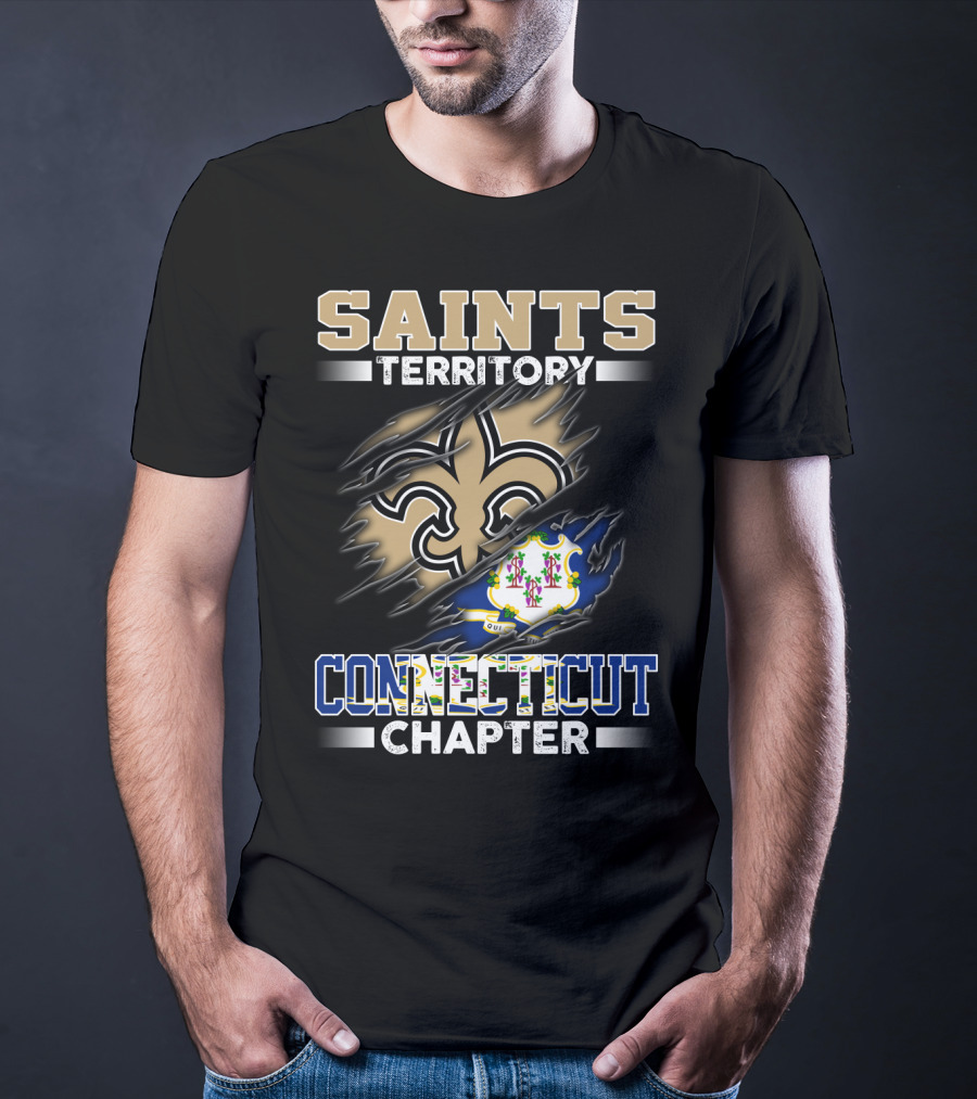 Saints Territory Connecticut Chapter Fleur-De-Lis And State Flag T-Shirt