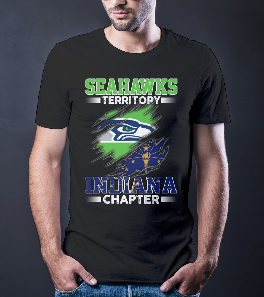 Seahawks Territory Indiana Chapter Flag Emblem Fan T-Shirt