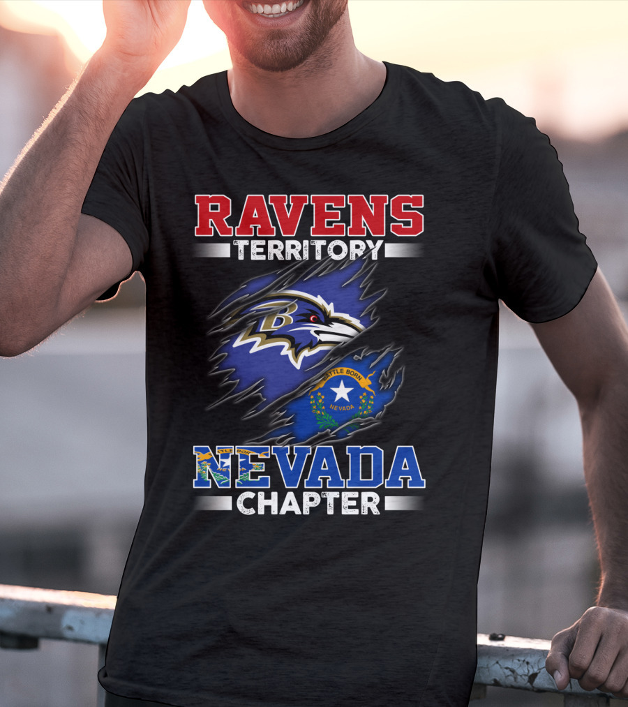RAVENS TERRITORY NEVADA CHAPTER BATTLE BORN FLAG T-Shirt