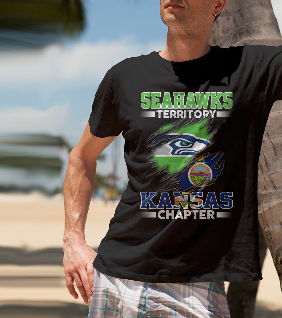 Seahawks Territory Kansas Chapter Flag Logo Fan Group T-Shirt