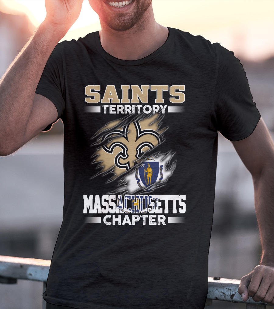 Saints Territory Massachusetts Chapter Fleur-De-Lis Flag T-Shirt