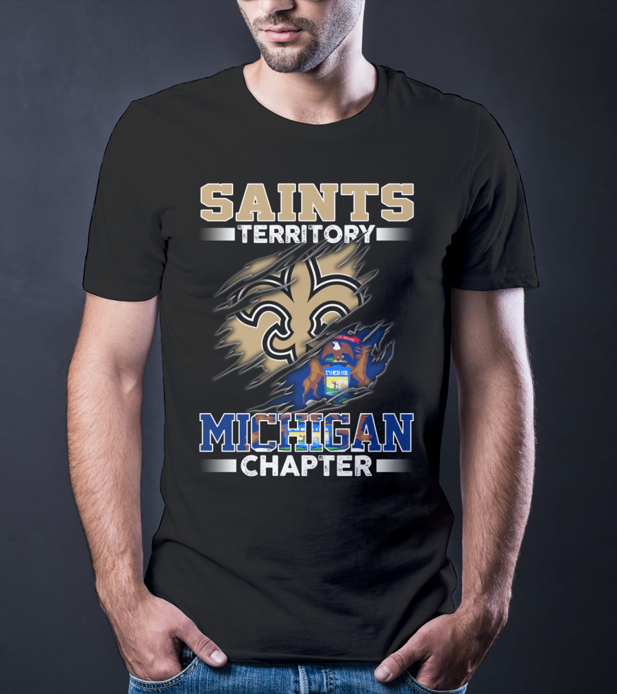 Saints Territory Michigan Chapter Fleur-De-Lis And State Seal T-Shirt