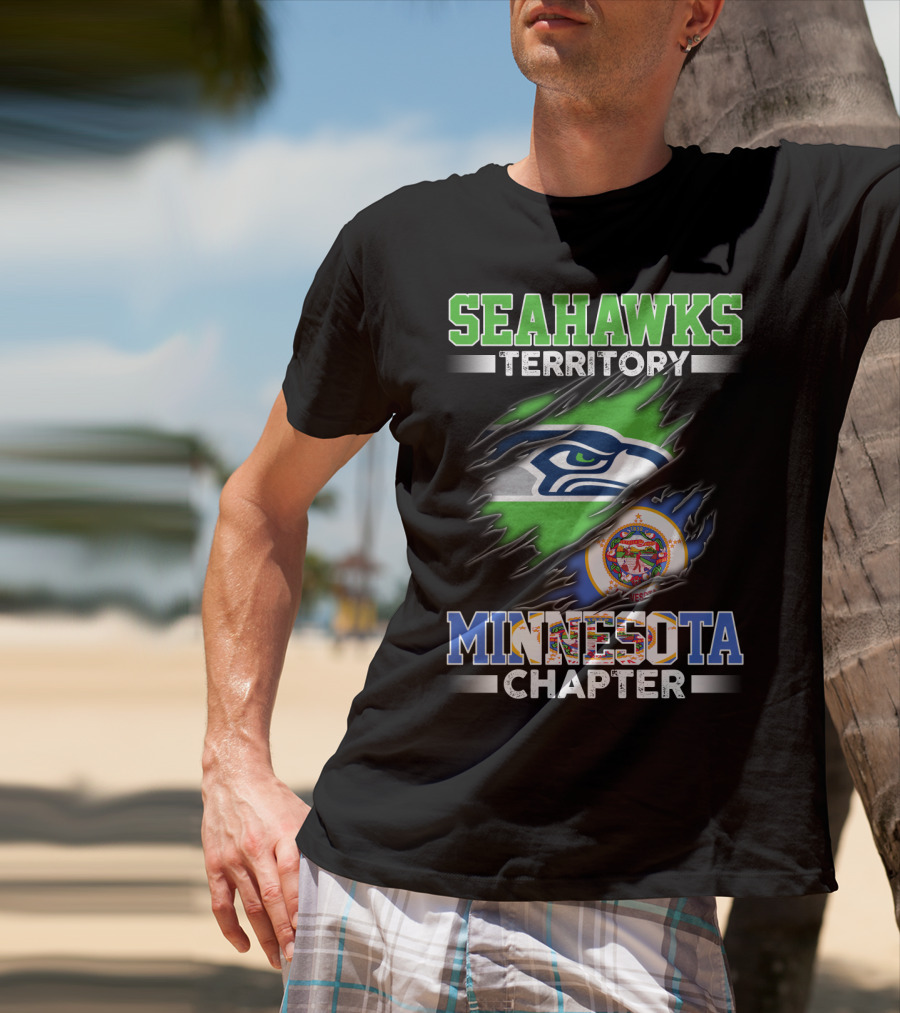 Seahawks Territory Minnesota Chapter Team Logo Flag Combination T-Shirt