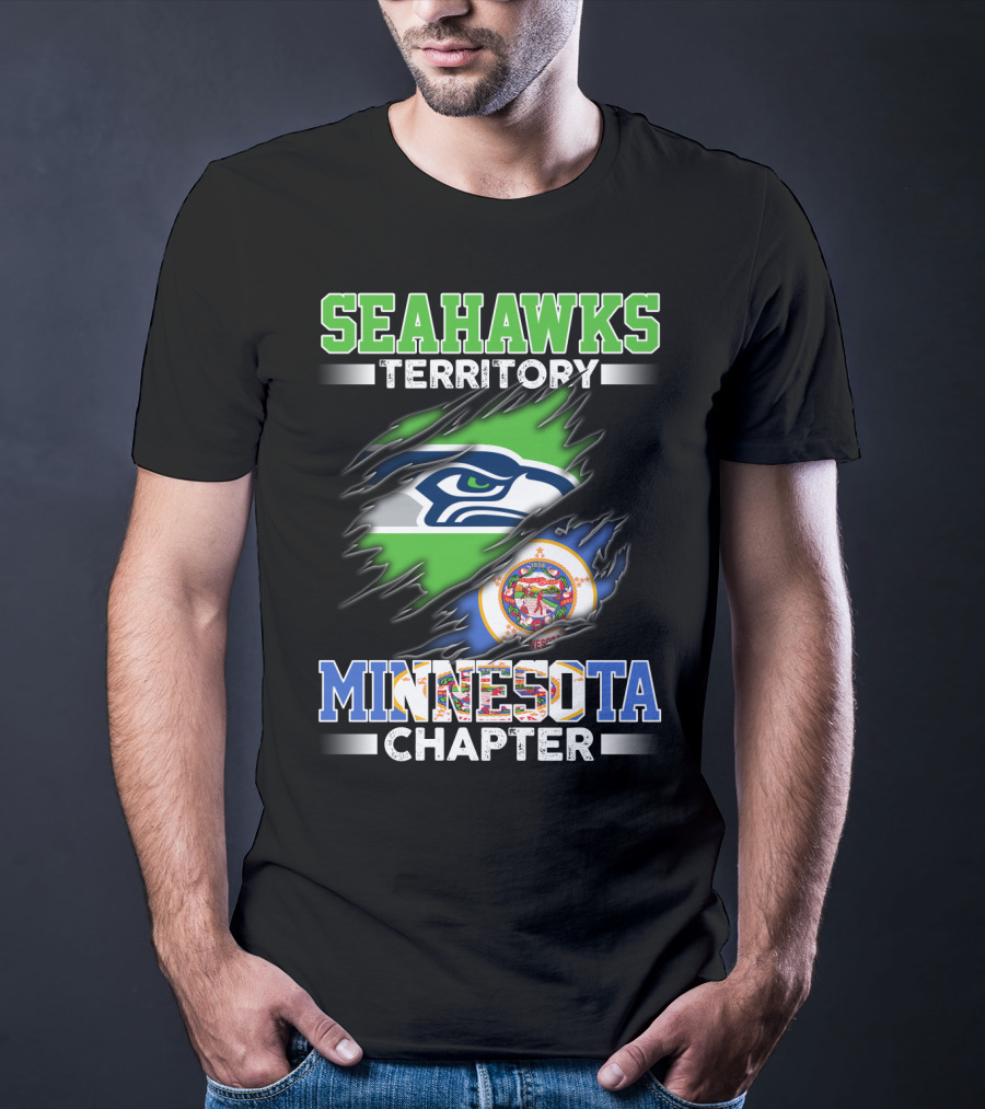 Seahawks Territory Minnesota Chapter Team Logo Flag Combination T-Shirt