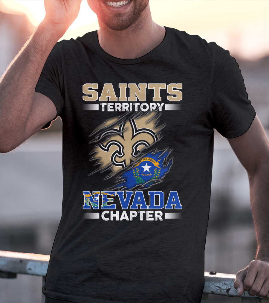 Saints Territory Fleur-De-Lis Nevada Chapter Battle Born Flag T-Shirt