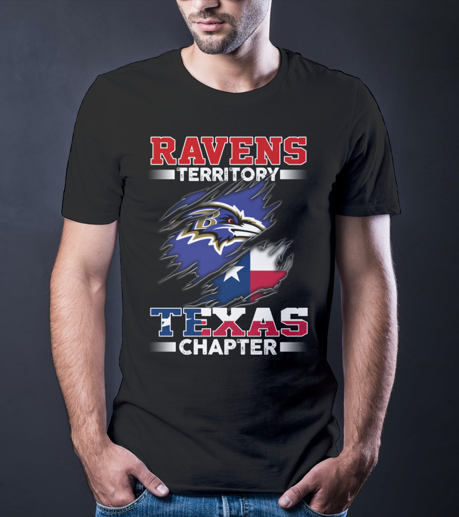 Ravens Territory Texas Chapter Nfl Team Texas State Flag T-Shirt