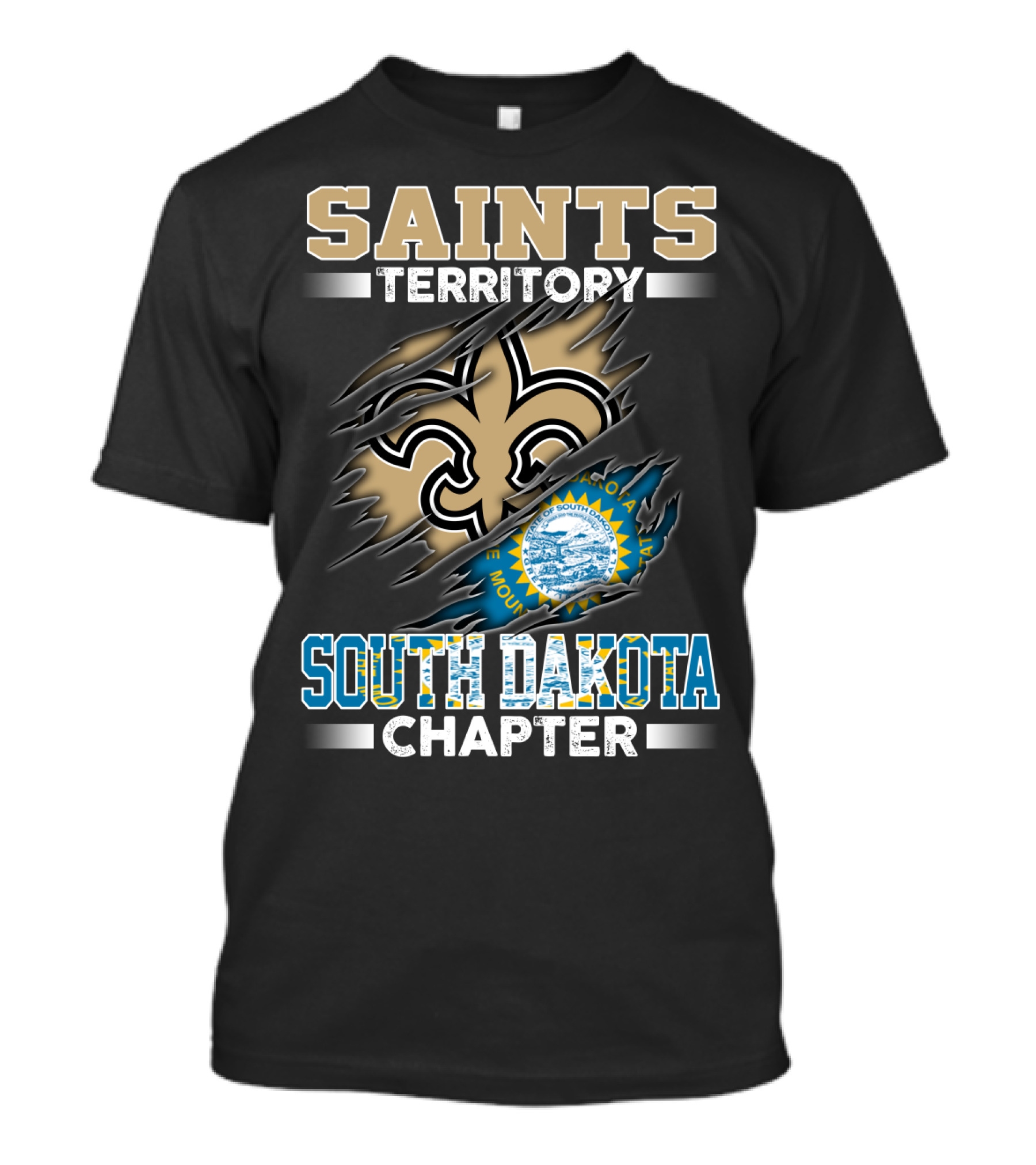 Saints Territory South Dakota Chapter New Orleans Fleur-De-Lis Flag T-Shirt