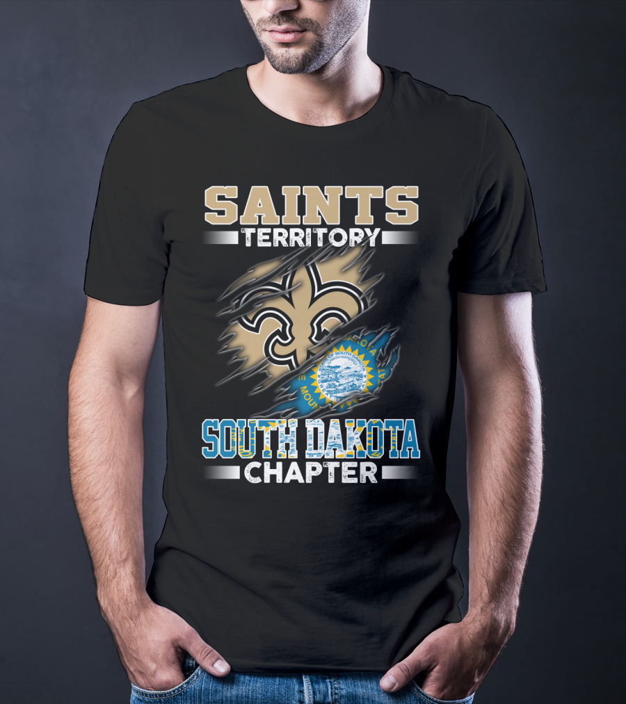 Saints Territory South Dakota Chapter New Orleans Fleur-De-Lis Flag T-Shirt