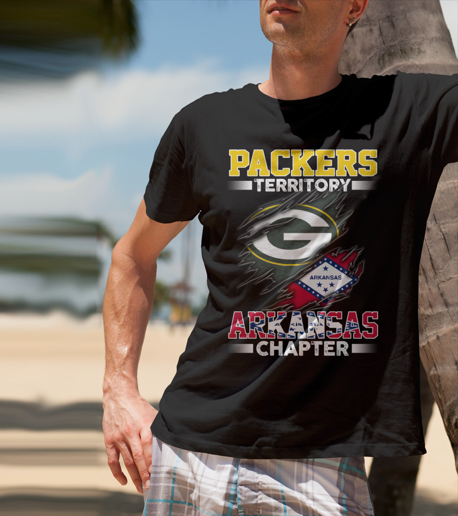 Packers Territory Arkansas Chapter Green Bay Logo Arkansas Flag T-Shirt
