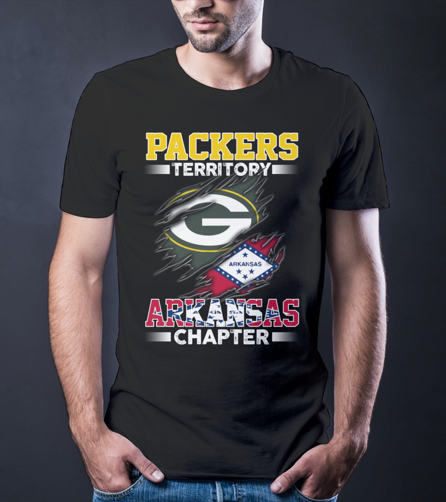 Packers Territory Arkansas Chapter Green Bay Logo Arkansas Flag T-Shirt