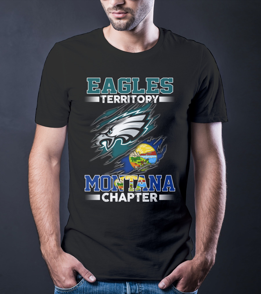 Eagles Territory Montana Chapter Philadelphia Eagles Logo With Montana State Flag Elements T-Shirt