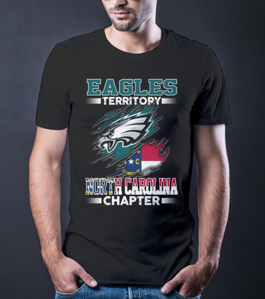 Eagles Territory North Carolina Chapter Logo Featuring State Flag And Team T-Shirt