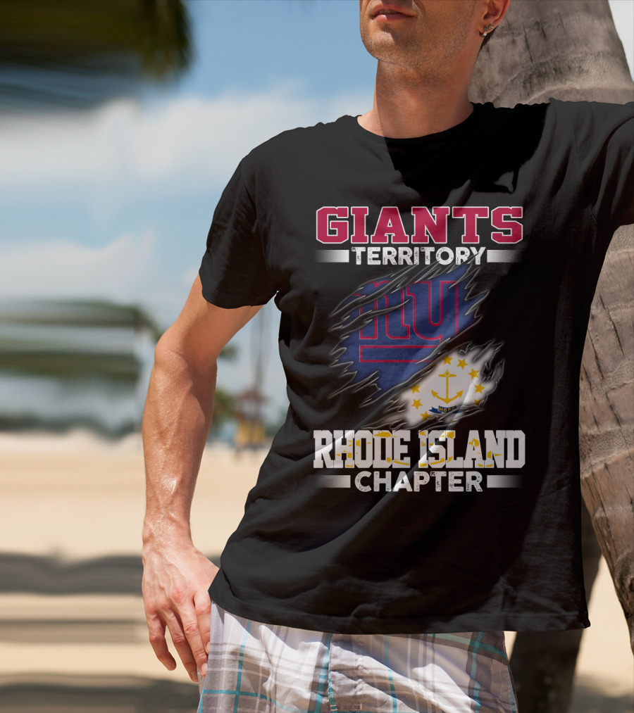 GIANTS Territory Rhode Island Chapter NY Blue Rip Flag T-Shirt
