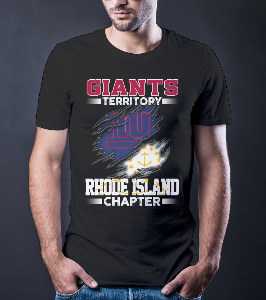 GIANTS Territory Rhode Island Chapter NY Blue Rip Flag T-Shirt