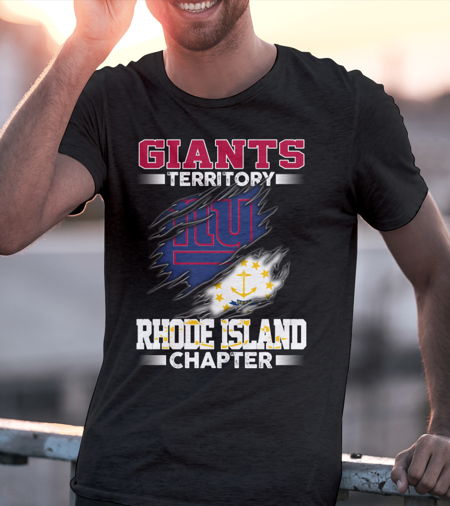 GIANTS Territory Rhode Island Chapter NY Blue Rip Flag T-Shirt