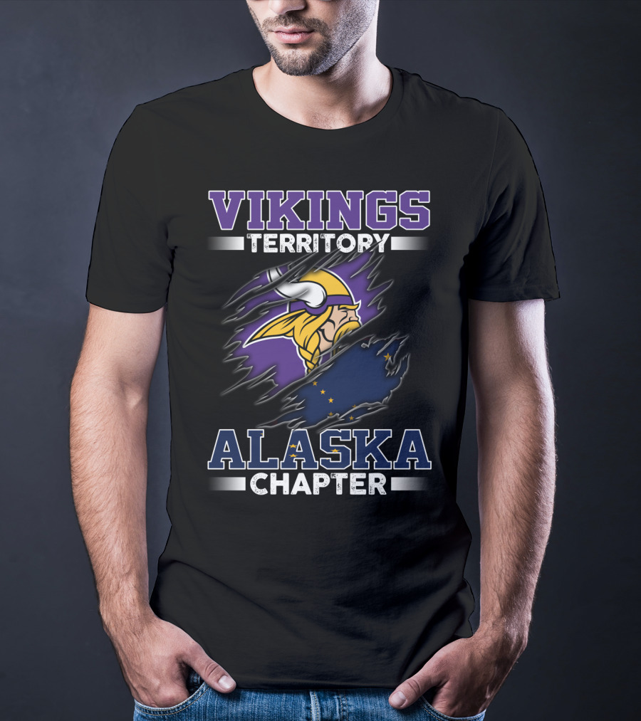 Vikings Territory Alaska Chapter Viking Helmet And Alaska Flag T-Shirt