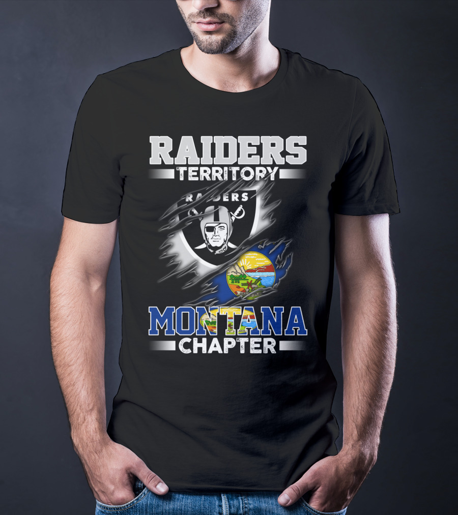 RAIDERS TERRITORY MONTANA CHAPTER Raiders Logo Montana State Flag T-Shirt