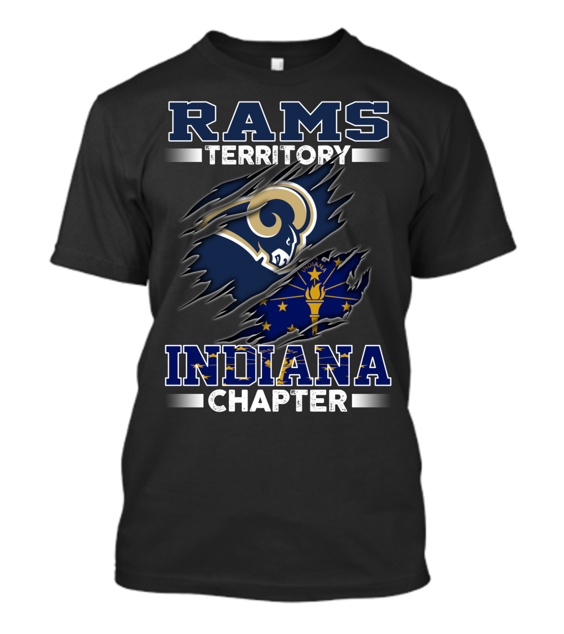 Rams Territory Indiana Chapter Featuring Indiana State Flag And Rams T-Shirt