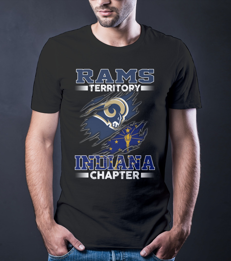 Rams Territory Indiana Chapter Featuring Indiana State Flag And Rams T-Shirt