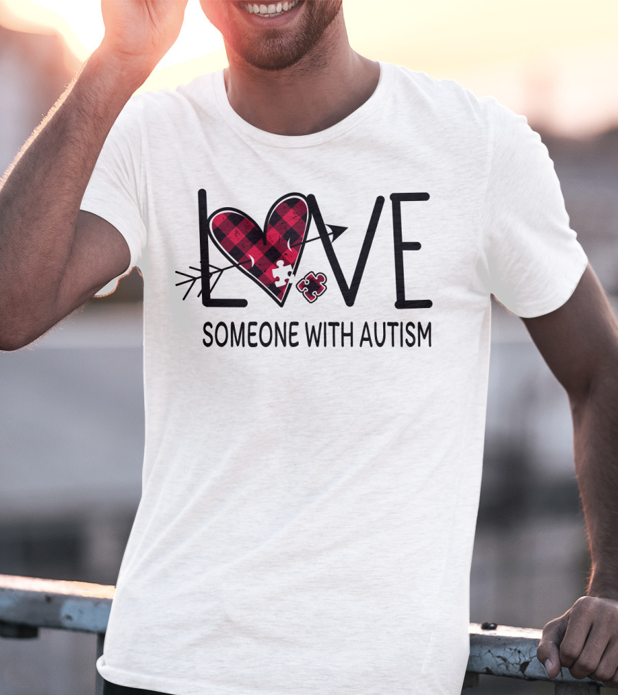 LOVE Someone With Autism Heart Puzzle T-Shirt