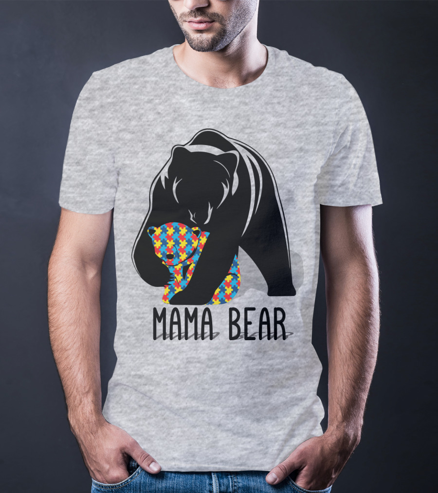 Mama Bear Autism Puzzle Bear Hug T-Shirt