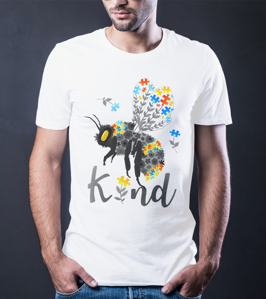 Kind Bee Puzzle Autism Awareness T-Shirt