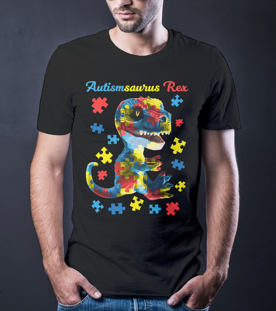 Autismsaurus Rex Dinosaur Puzzle Piece T-Shirt