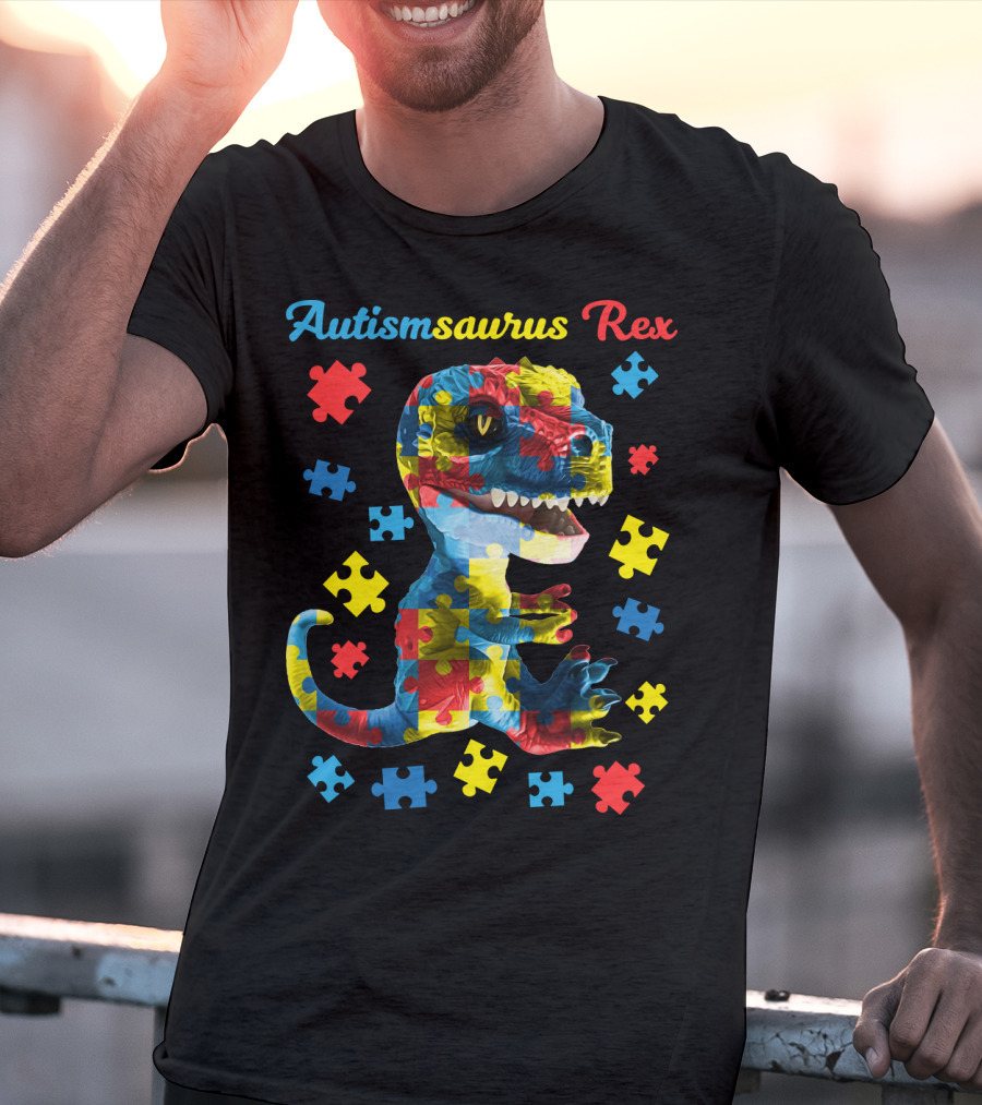 Autismsaurus Rex Dinosaur Puzzle Piece T-Shirt