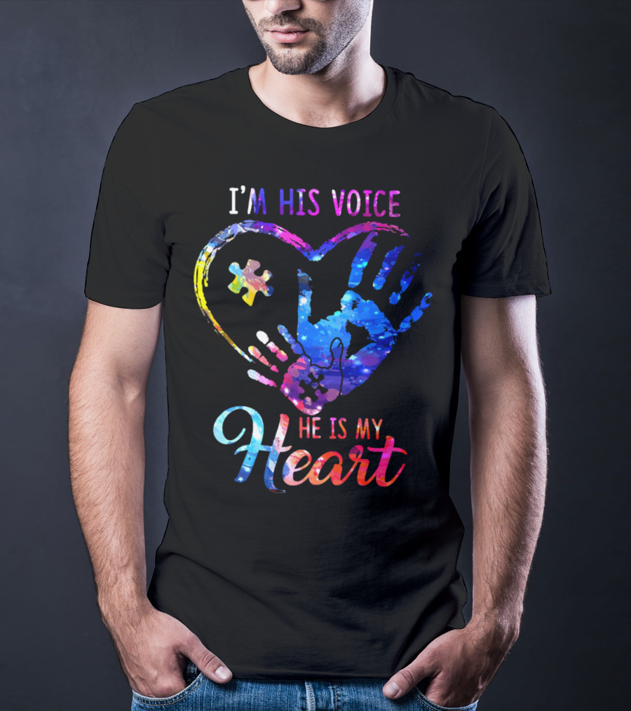 I'm His Voice He Is My Heart Puzzle Heart Hands T-Shirt