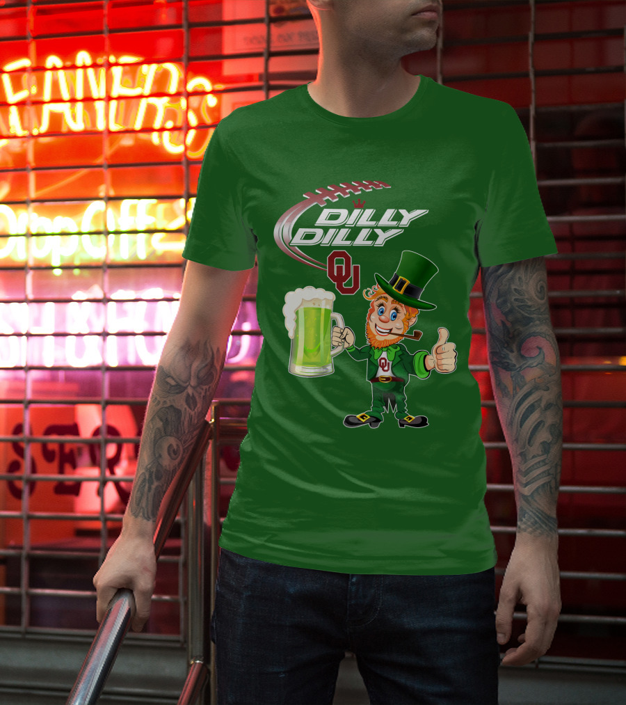 Dilly Dilly OU Football Green Beer Leprechaun T-Shirt