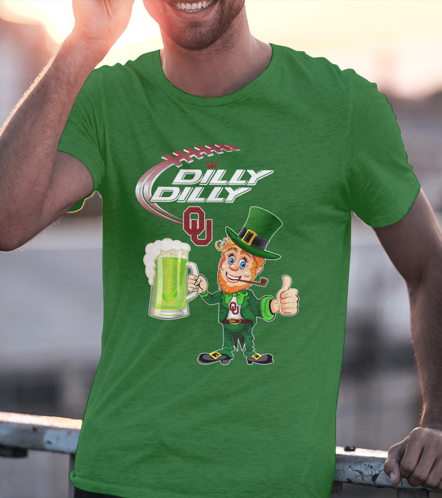 Dilly Dilly OU Football Green Beer Leprechaun T-Shirt