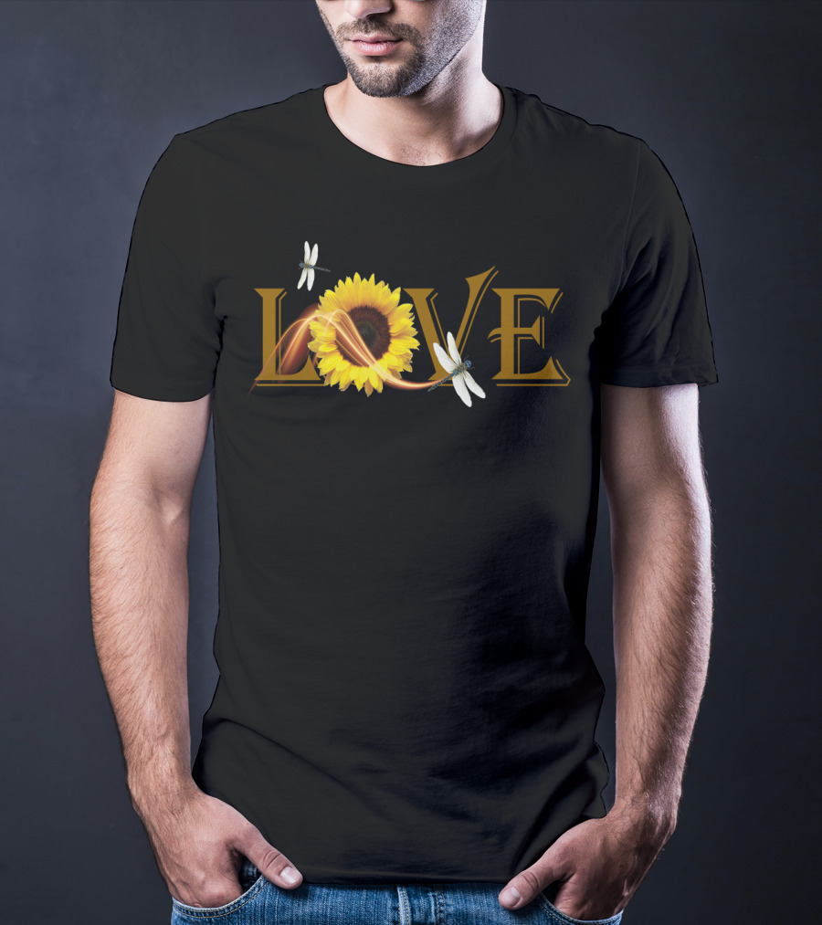 LOVE Sunflower Dragonfly T-Shirt