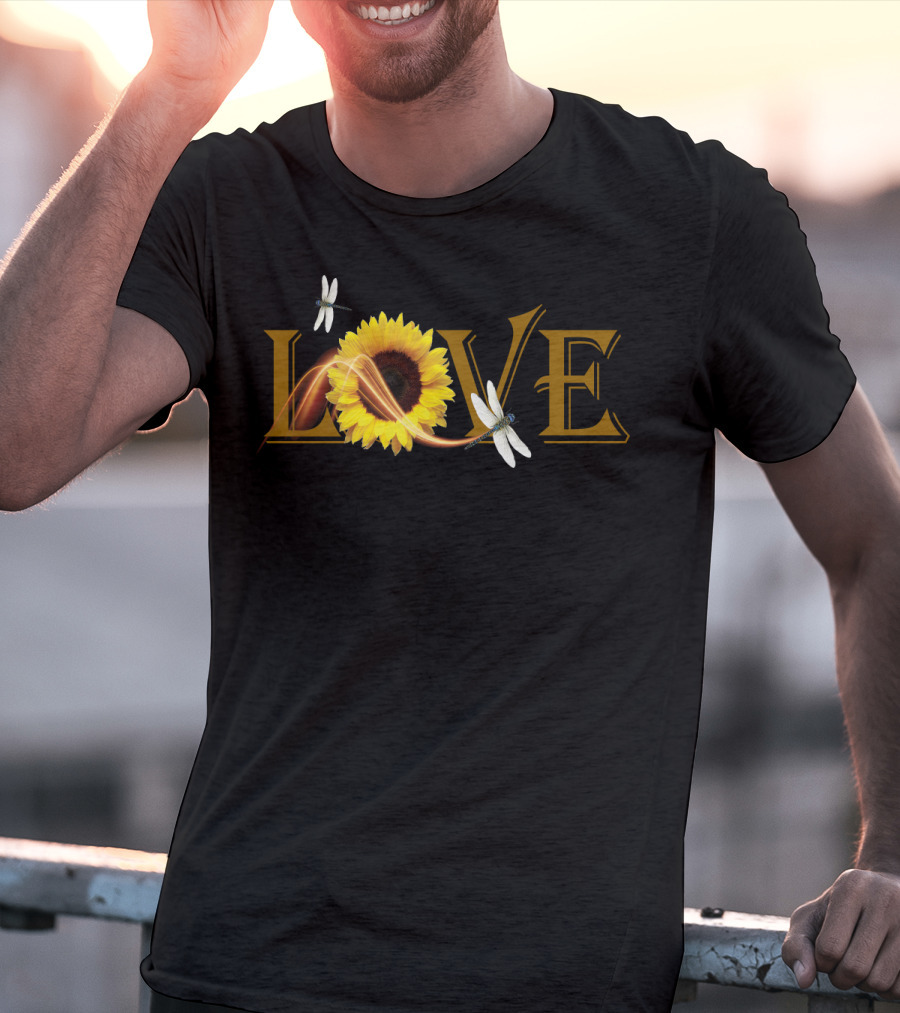 LOVE Sunflower Dragonfly T-Shirt