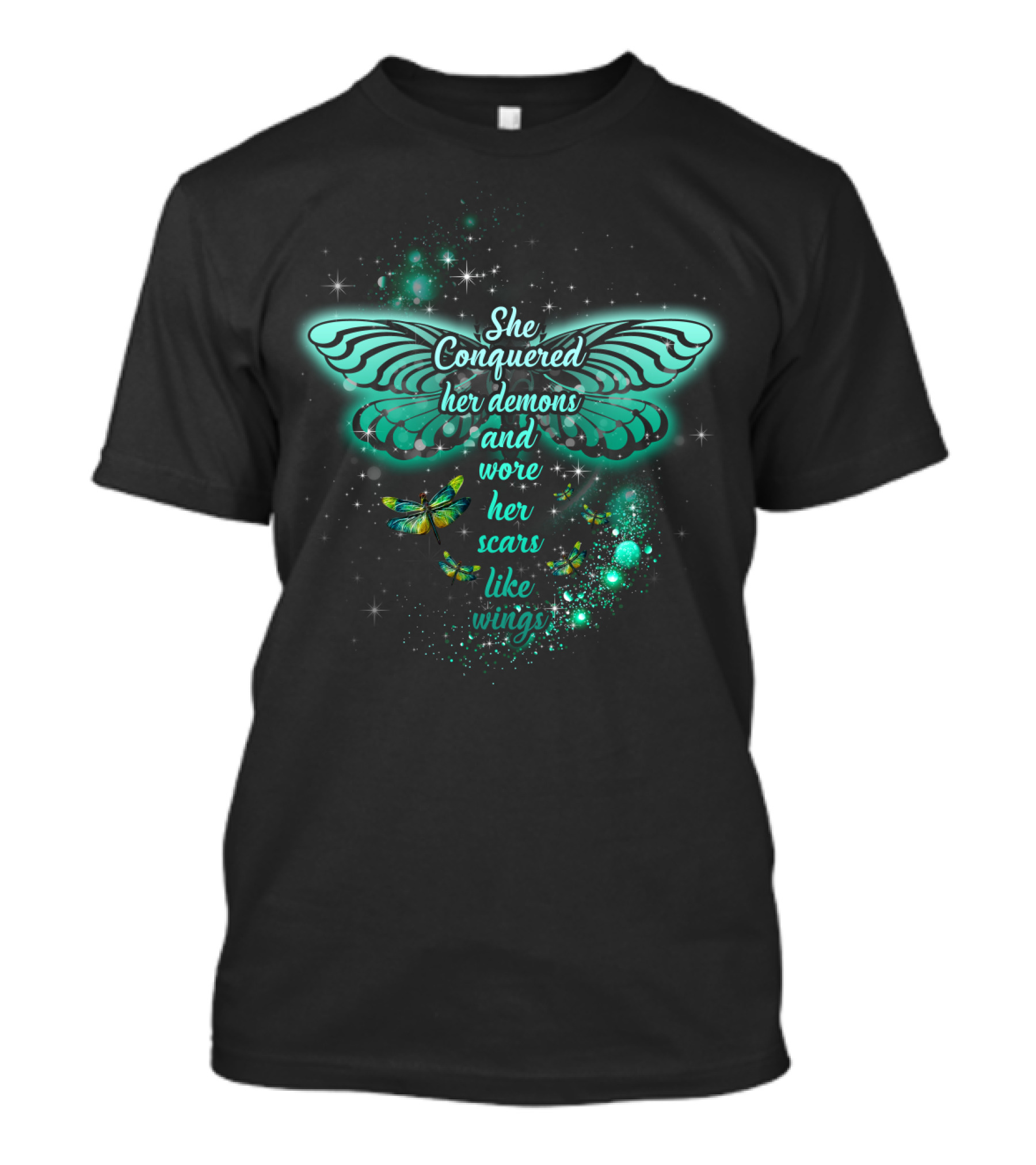She Conquered Her Demons And Wore Her Scars Like Wings Butterfly T-Shirt