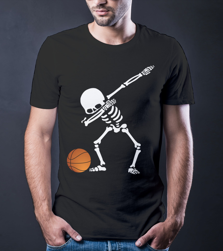 Basketball Skeleton Dabbing With Ball T-Shirt