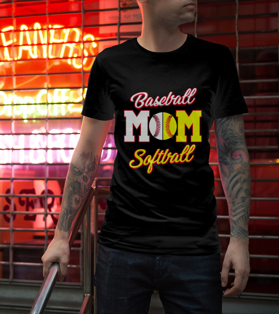 Baseball MOM Softball Split Ball T-Shirt