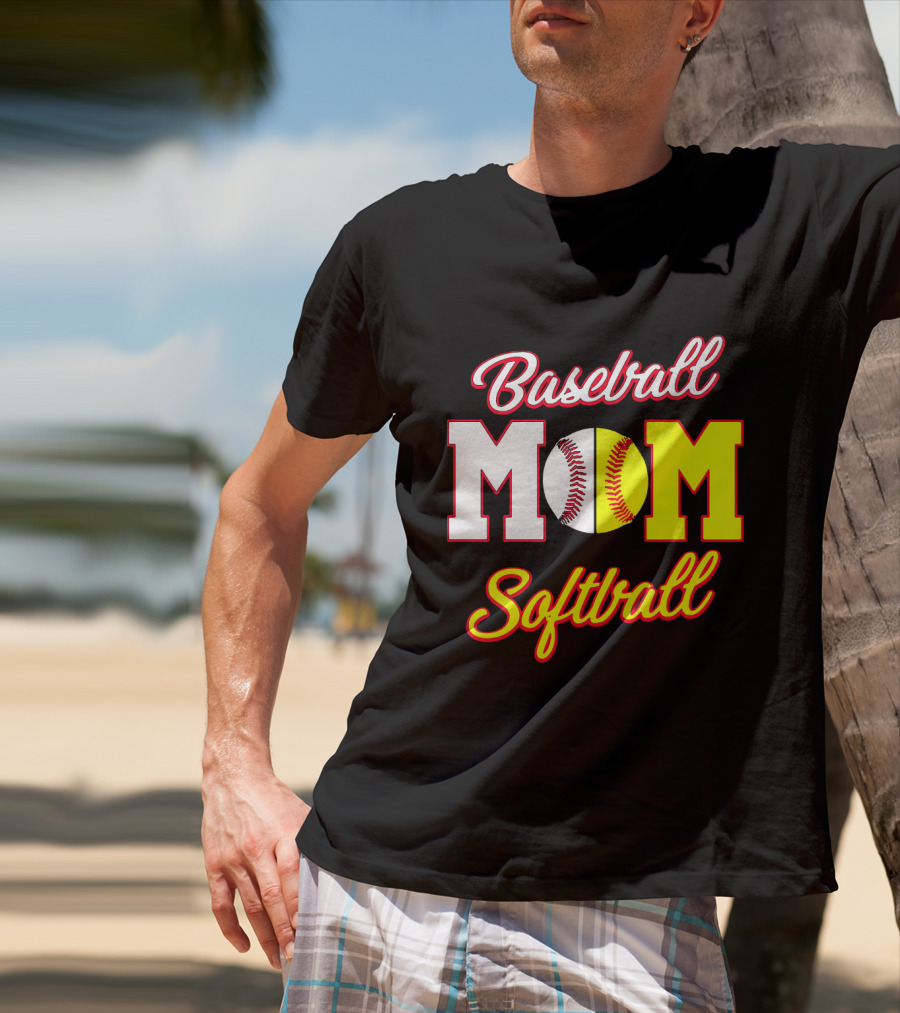 Baseball MOM Softball Split Ball T-Shirt