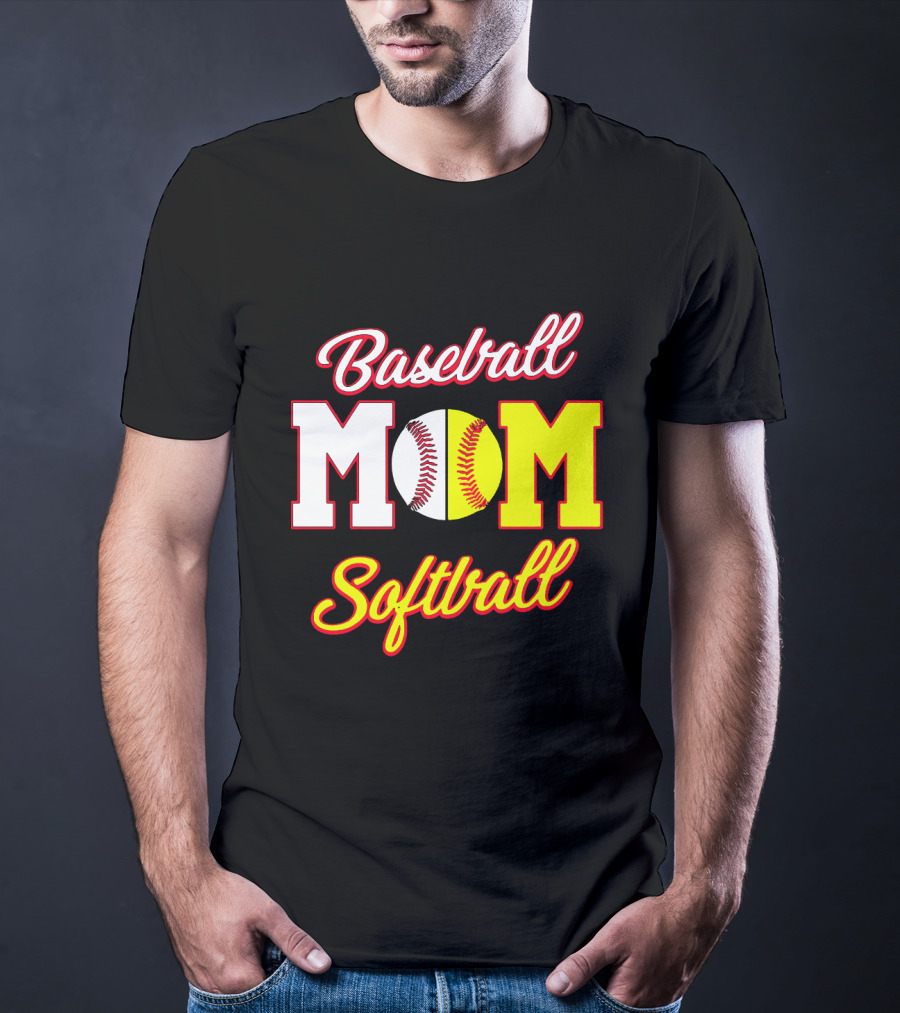 Baseball MOM Softball Split Ball T-Shirt