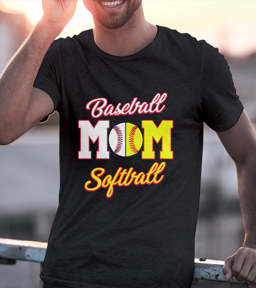 Baseball MOM Softball Split Ball T-Shirt