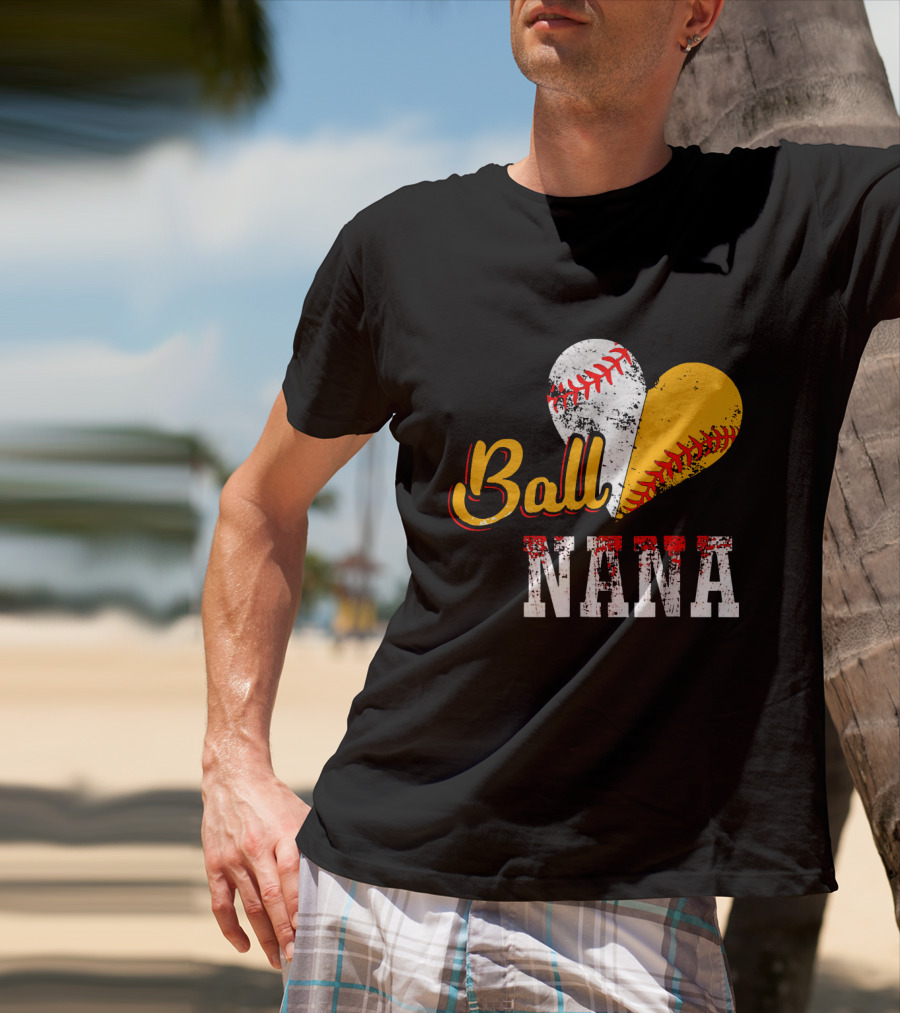 Ball Nana Baseball Heart T-Shirt