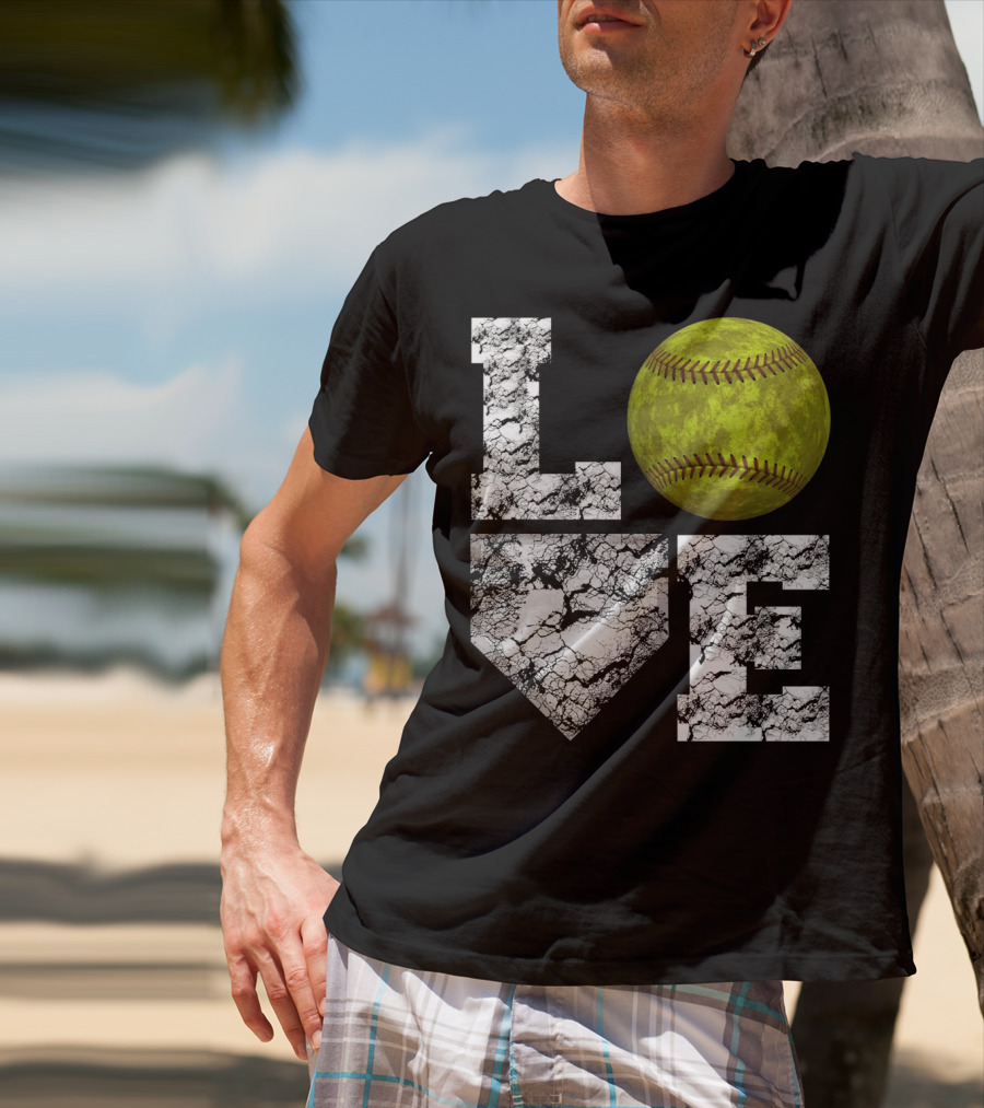 LOVE Softball Home Plate Grunge T-Shirt