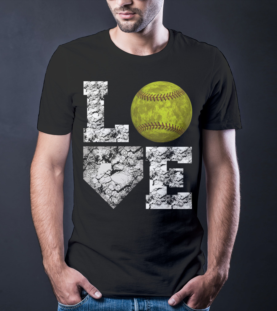 LOVE Softball Home Plate Grunge T-Shirt