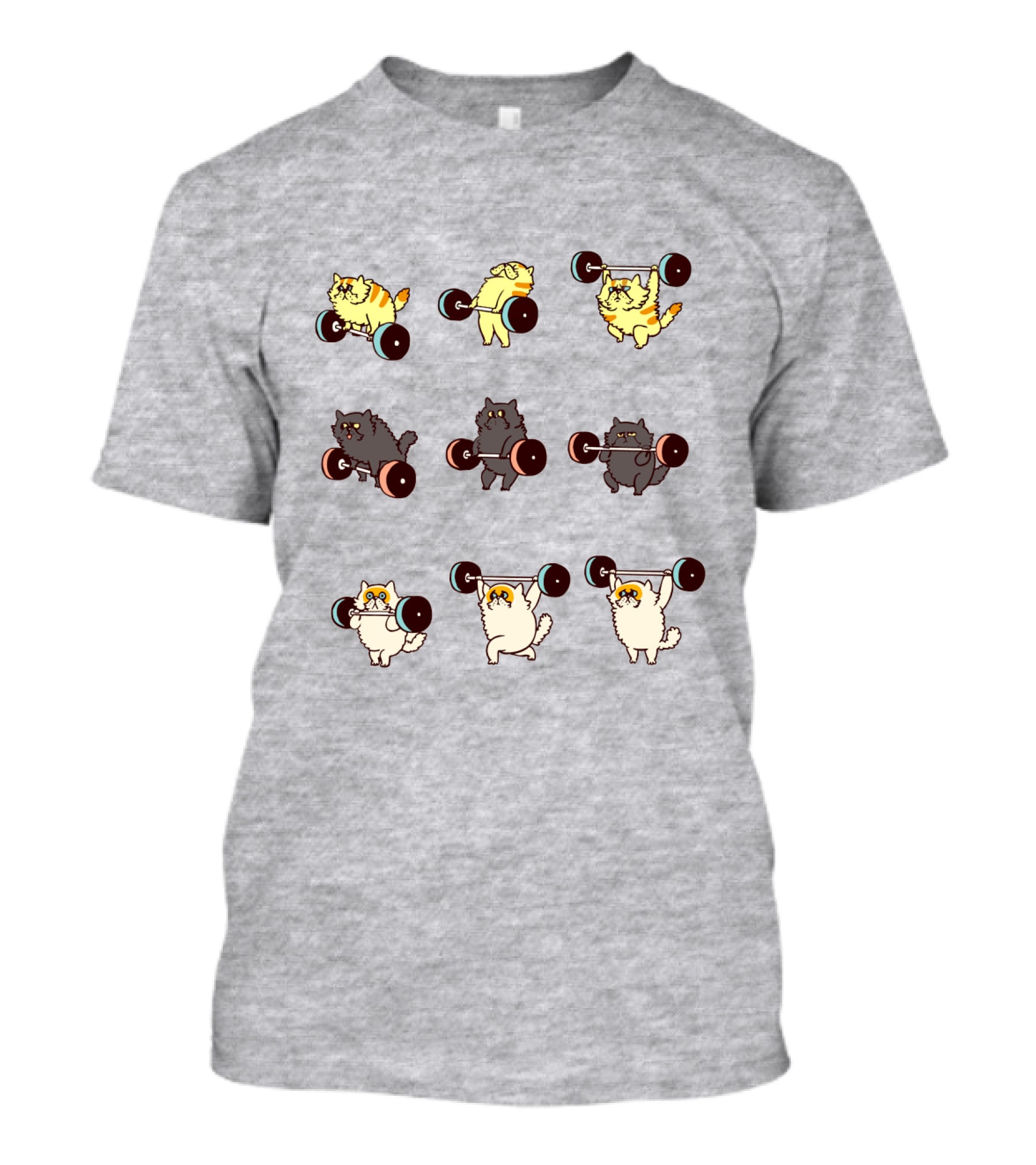 Weight Lifting Cats With Barbells Fitness Humor T-Shirt