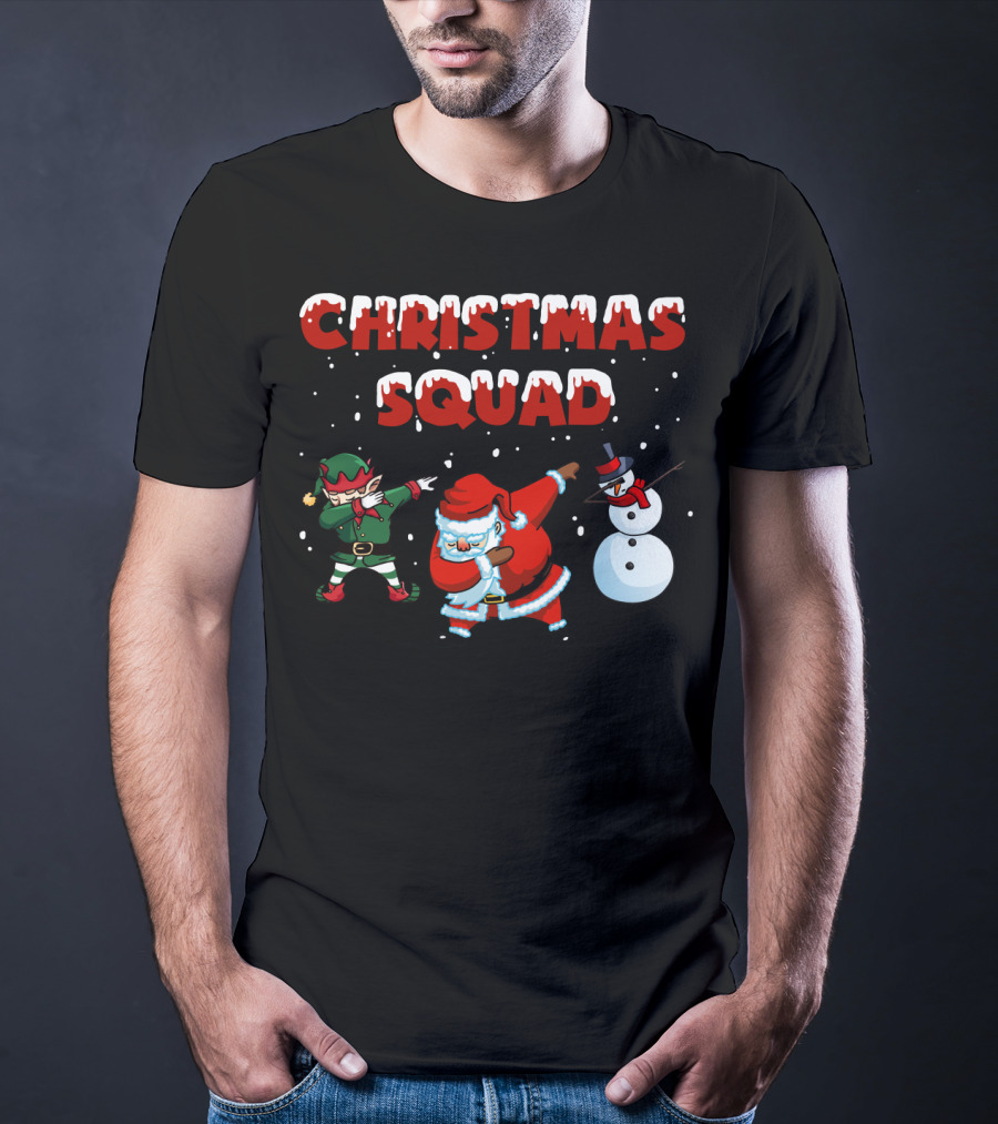 Christmas Squad Santa Elf Snowman Dabbing T-Shirt