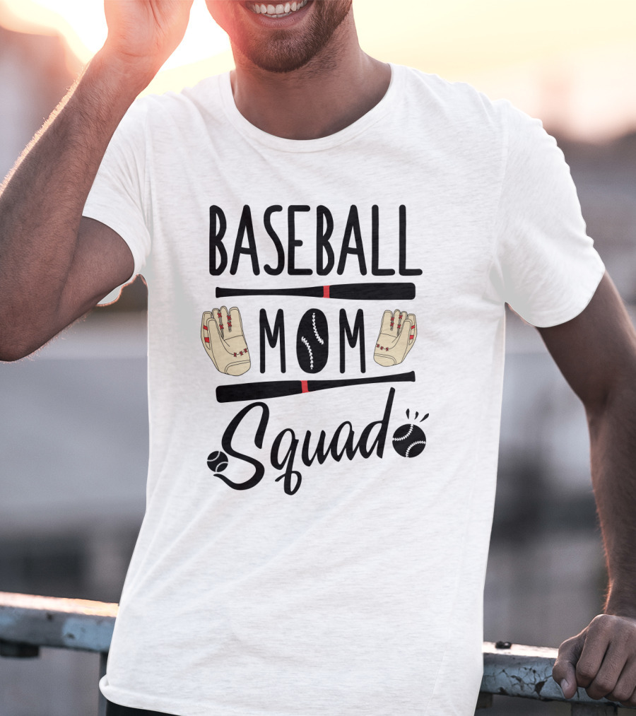 Baseball Mom Squad With Gloves And Bats T-Shirt