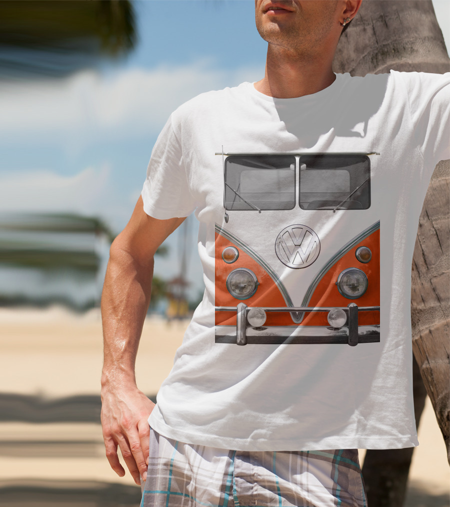 Volkswagen Orange Bus Front Vintage Look T-Shirt